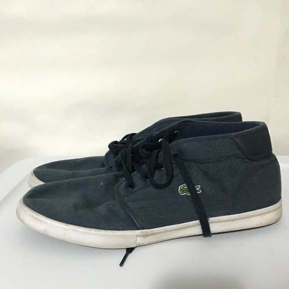 Lacoste Ampthill Canvas Mid Sneakers Lace Up Shoes - Picture 5 of 8